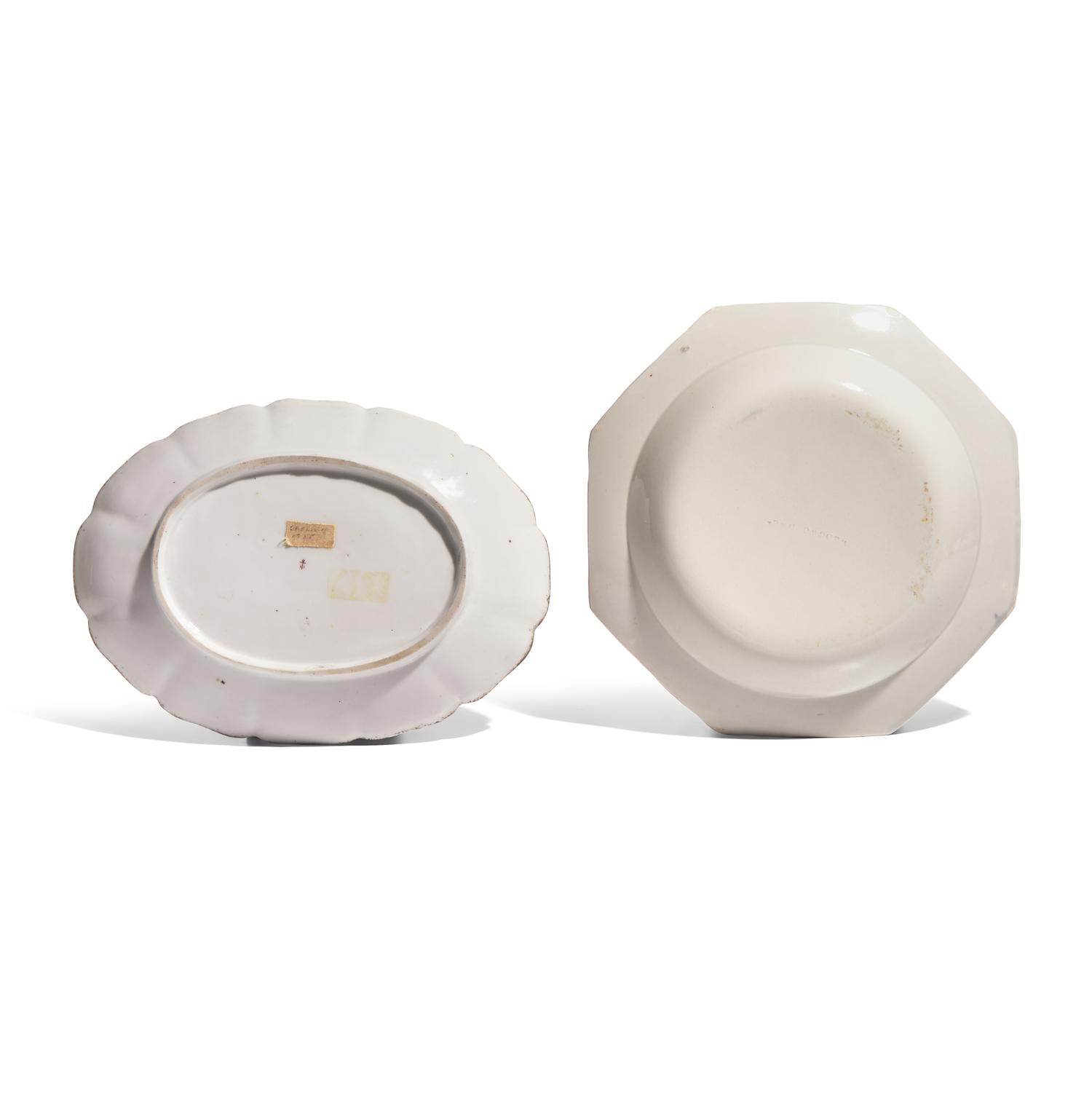 A Chelsea Soft-Paste Porcelain Oval Dish and a Wedgwood & Co. Pearlware Octagonal Soup Plate