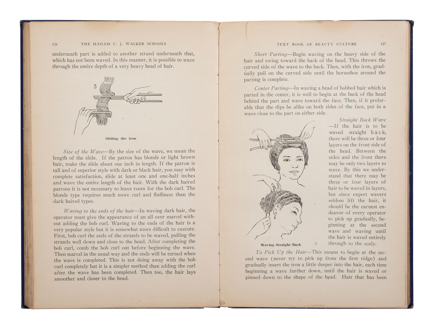 [BUSINESS -- WALKER, Madam C.J. (born Sarah Breedlove, 1867-1919)]. The Madam C.J. Walker Beauty Manual: A Thorough Treatise Covering All Branches of Beauty Culture. FIRST EDITION. Indianapolis: The Madam C.J. Walker Manufacturing Co. Inc., ca 1928.