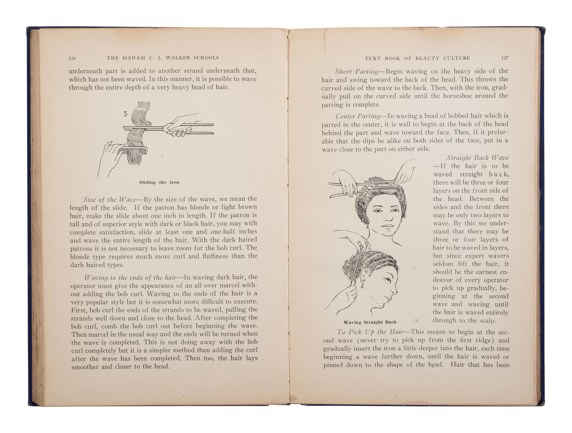 [BUSINESS -- WALKER, Madam C.J. (born Sarah Breedlove, 1867-1919)]. The Madam C.J. Walker Beauty Manual: A Thorough Treatise Covering All Branches of Beauty Culture. FIRST EDITION. Indianapolis: The Madam C.J. Walker Manufacturing Co. Inc., ca 1928.