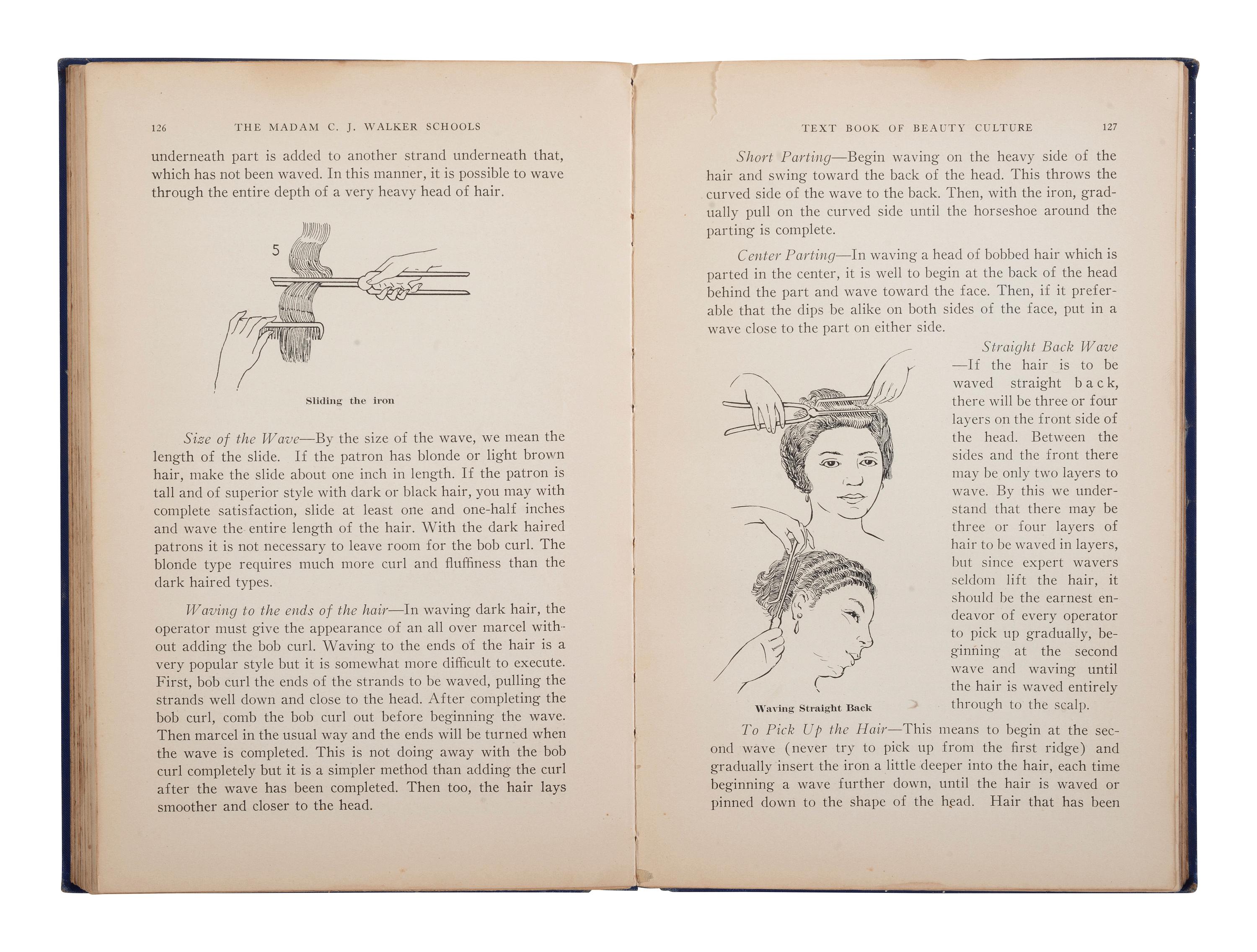 [BUSINESS -- WALKER, Madam C.J. (born Sarah Breedlove, 1867-1919)]. The Madam C.J. Walker Beauty Manual: A Thorough Treatise Covering All Branches of Beauty Culture. FIRST EDITION. Indianapolis: The Madam C.J. Walker Manufacturing Co. Inc., ca 1928.
