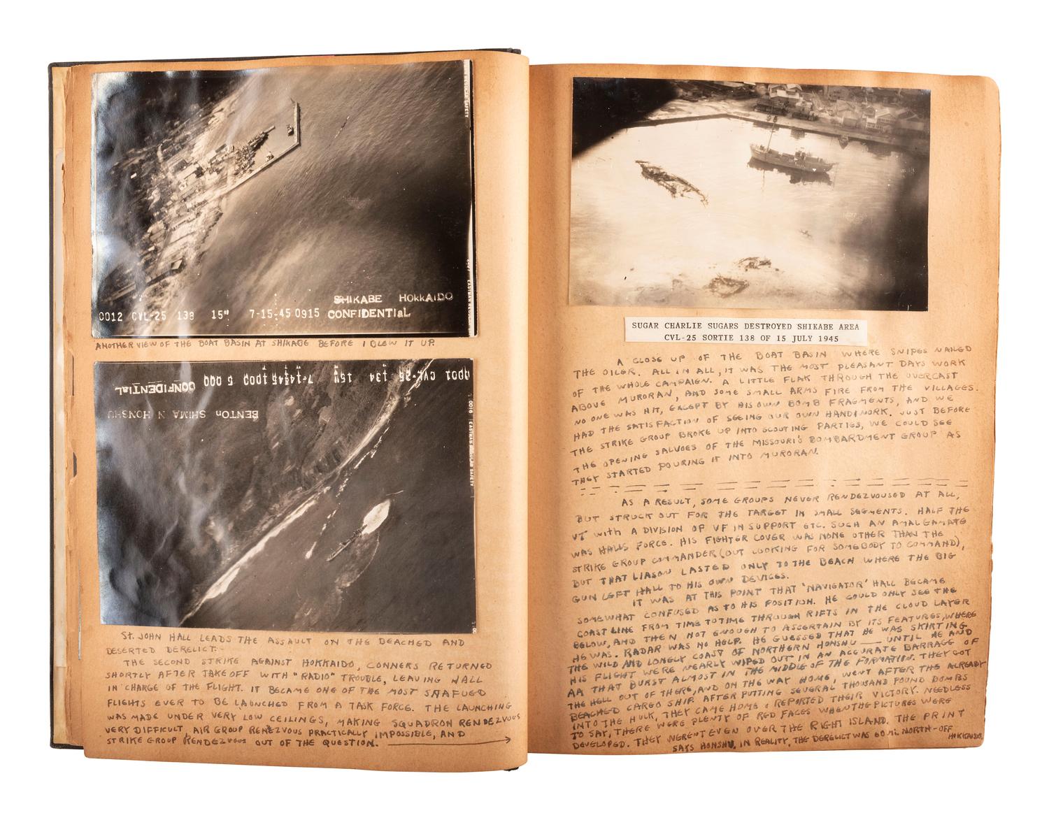 [WORLD WAR II]. Detailed scrapbook of Lieutenant Commander Charles Mason Melhorn, Torpedo Squadron 50.