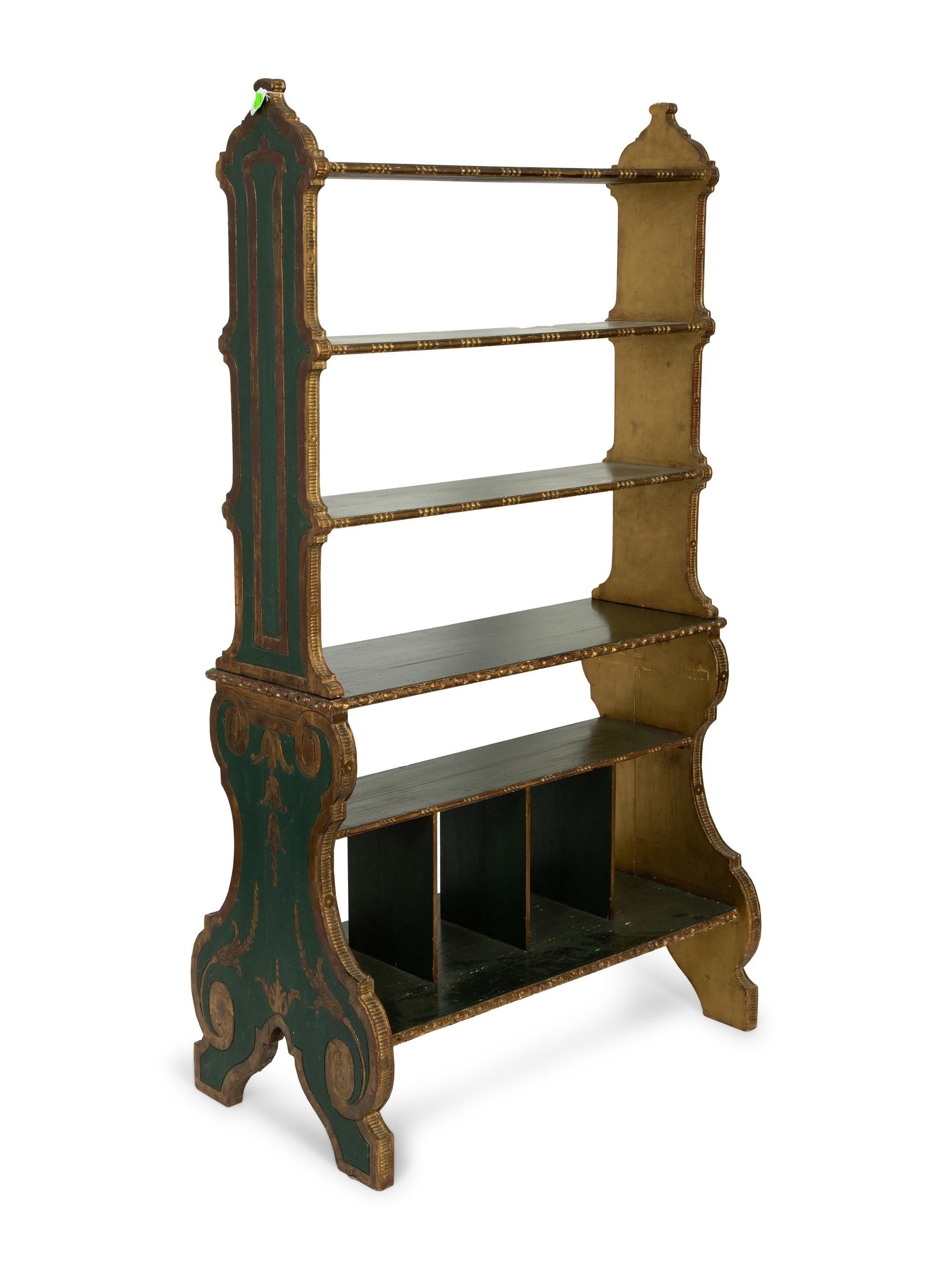 A Venetian Style Painted and Parcel Gilt Open Sided Etagere — Circa 1900