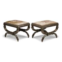 A Pair of Louis XVI Style Silvered Wood Benches