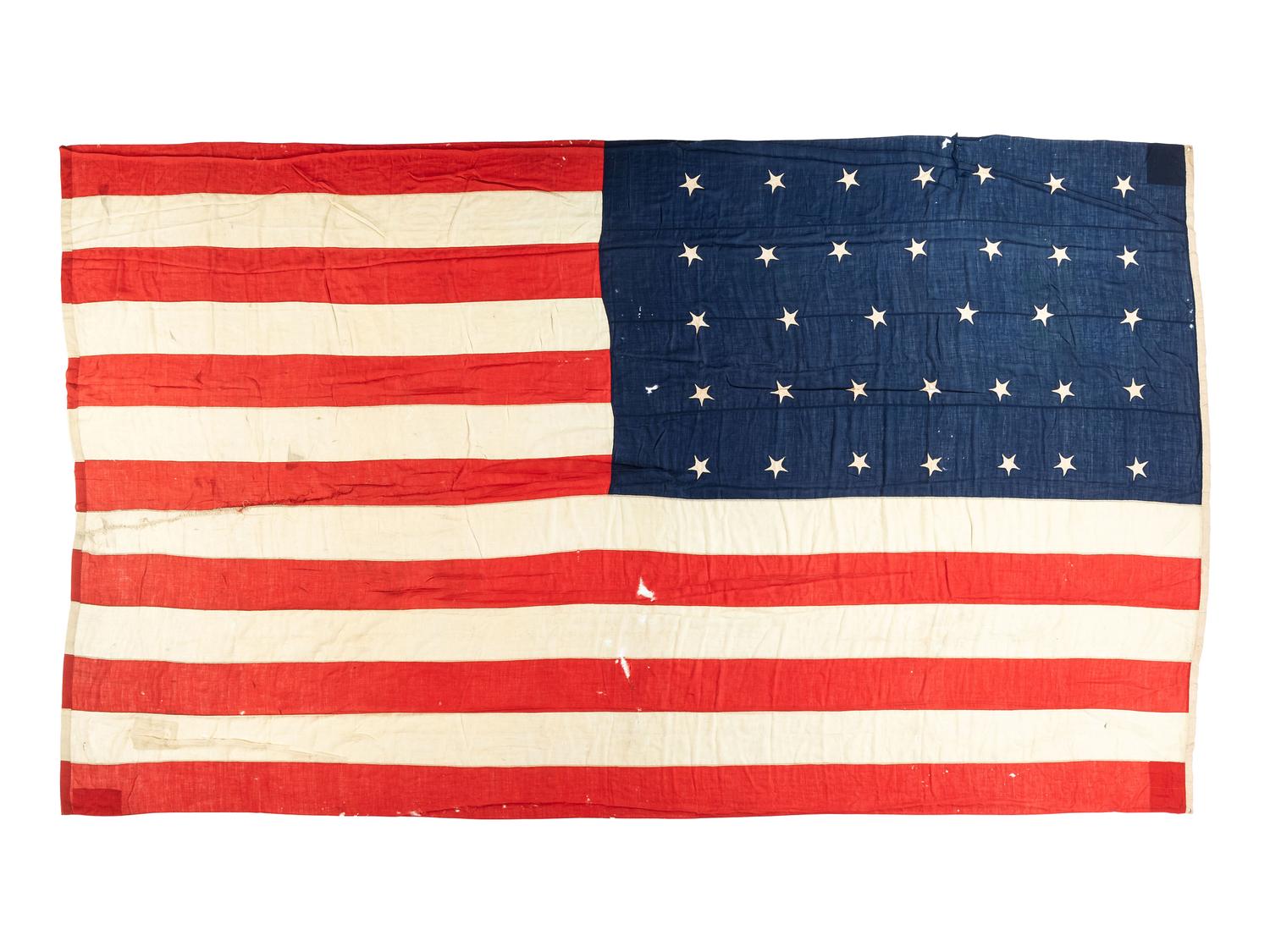 [CIVIL WAR]. 34-star flag purportedly flown at Fort Warren, Boston, MA. Ca 1861-1863.