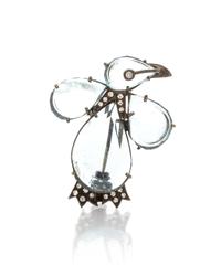 A Collection of 18 Karat Gold, Diamond and Aquamarine Brooches, 14.40 dwts.