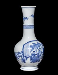 A Chinese Blue and White Porcelain Bottle Vase