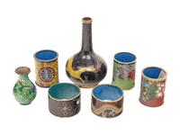 Seven Japanese Cloisonné Miniature Articles