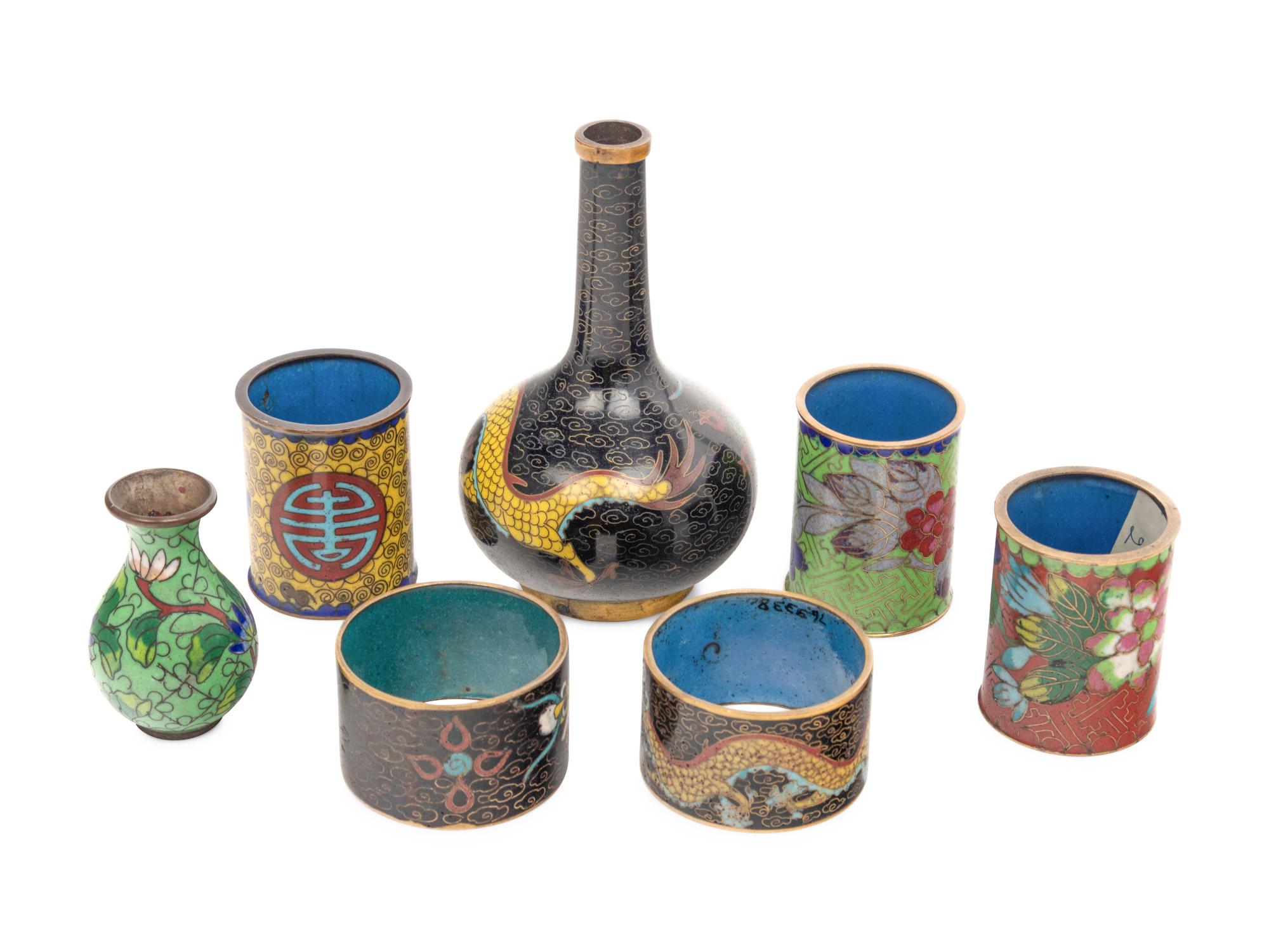 Seven Japanese Cloisonné Miniature Articles