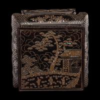 A Japanese Mother-of-Pearl Inlaid Black Lacquer Stand
