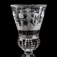 A German Engraved and Faceted Glass Wine Stem