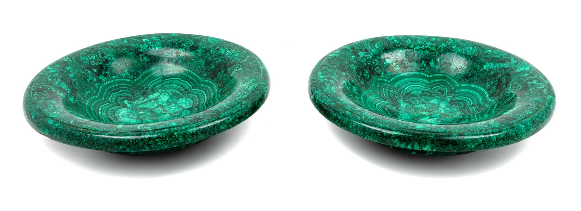 A Pair of Malachite-Veneered Tazze