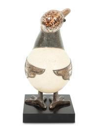 A Roberto Estevez Duck Ostrich Egg and Silver Sculpture