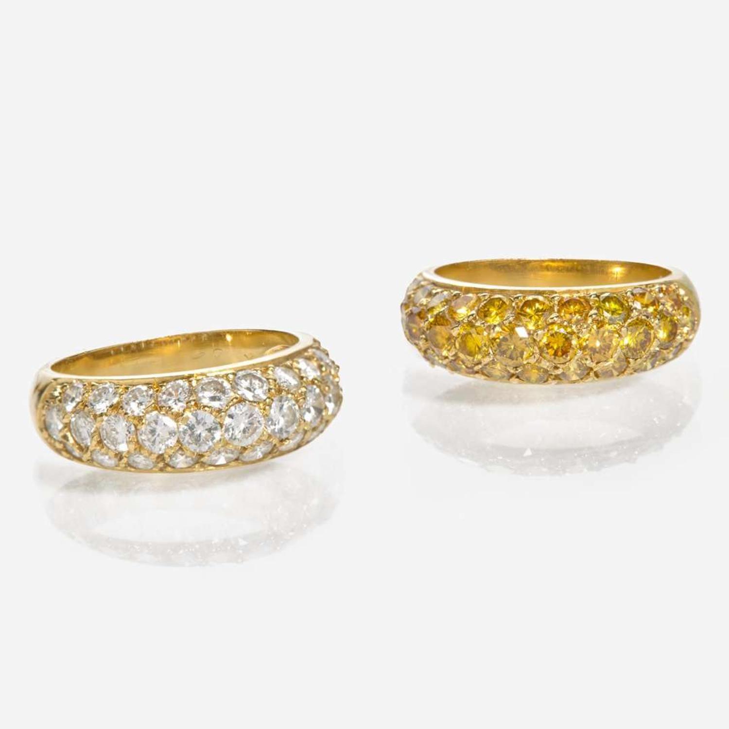 A Set of 18K Yellow Gold and Diamond Rings