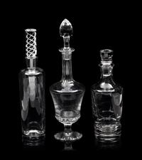 A Group of Three Glass Decanters