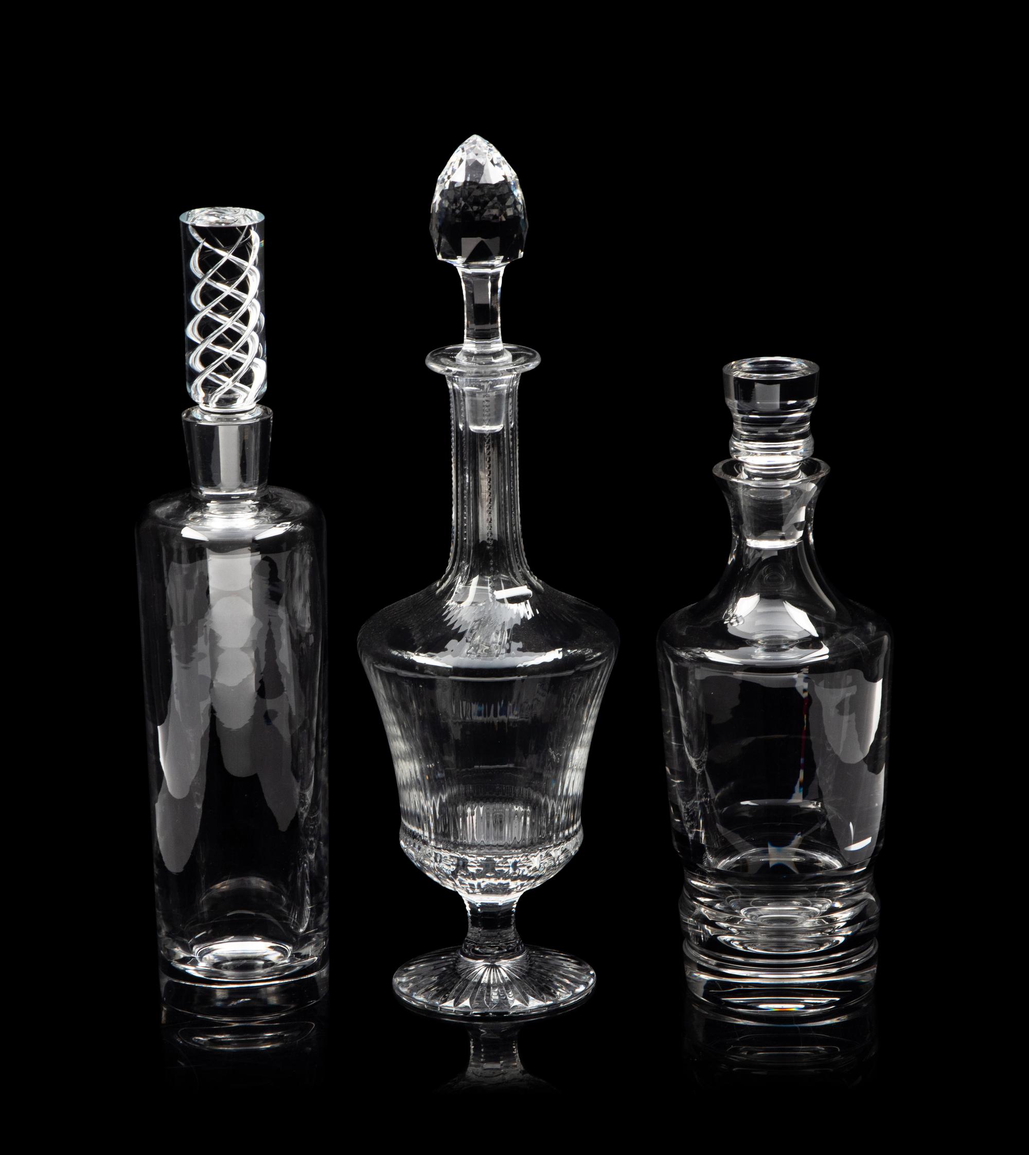 A Group of Three Glass Decanters