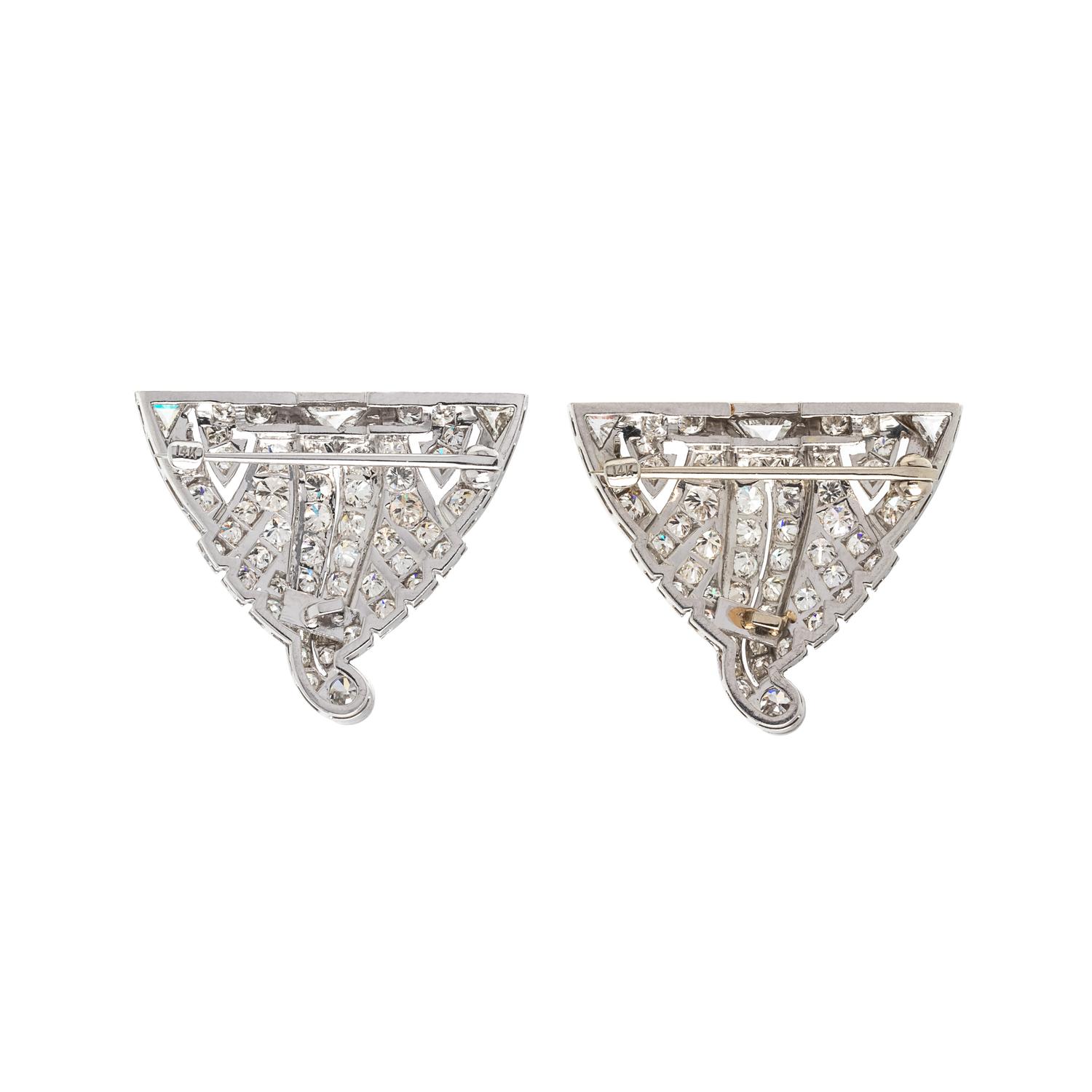 ART DECO, DIAMOND BROOCHES