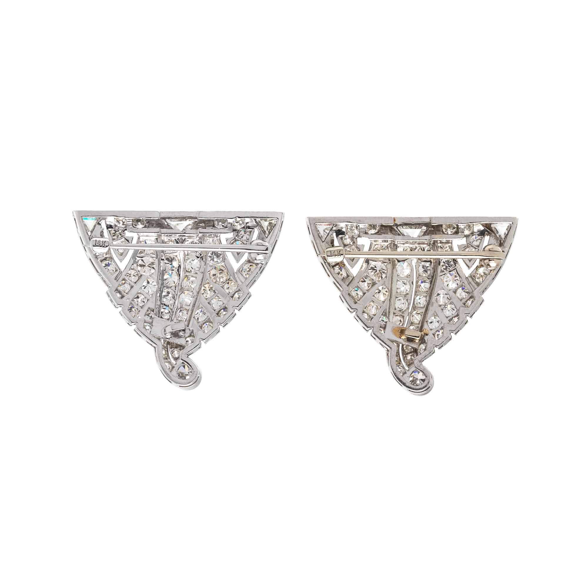 ART DECO, DIAMOND BROOCHES