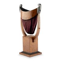 A Biedermeier Burl Walnut and Part-Ebonized Urn-Form Sewing Basket