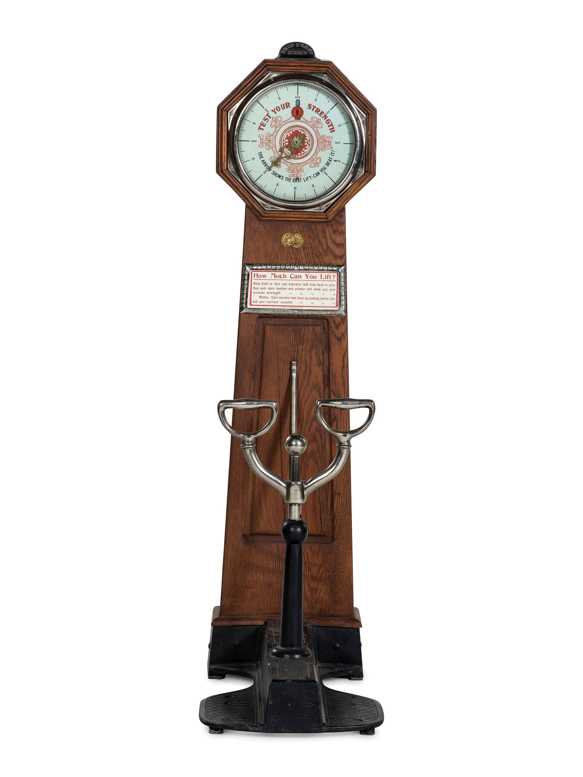 A One Cent Mills Novelty Co. Test Your Strength Floor Pull Machine