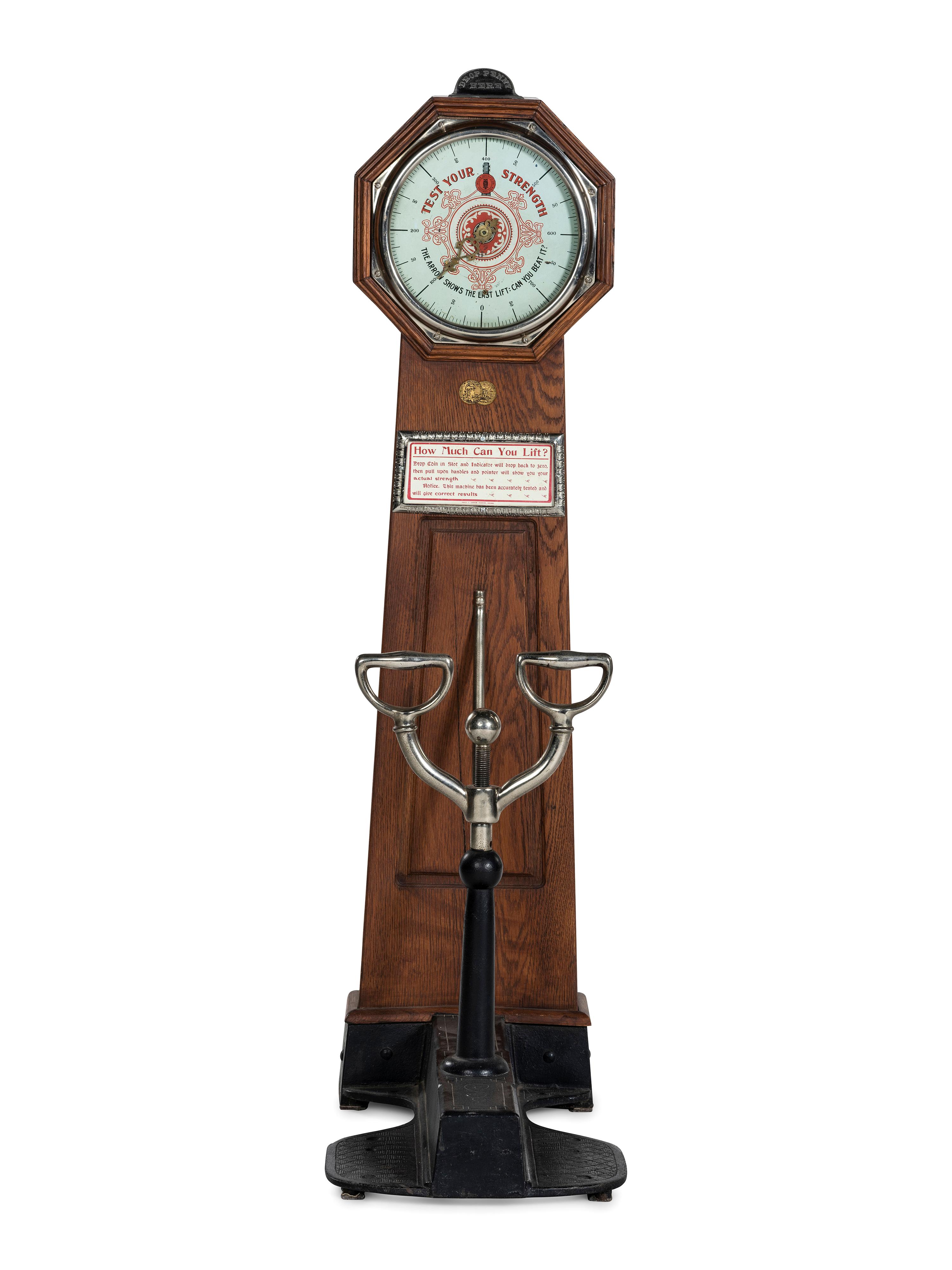 A One Cent Mills Novelty Co. Test Your Strength Floor Pull Machine