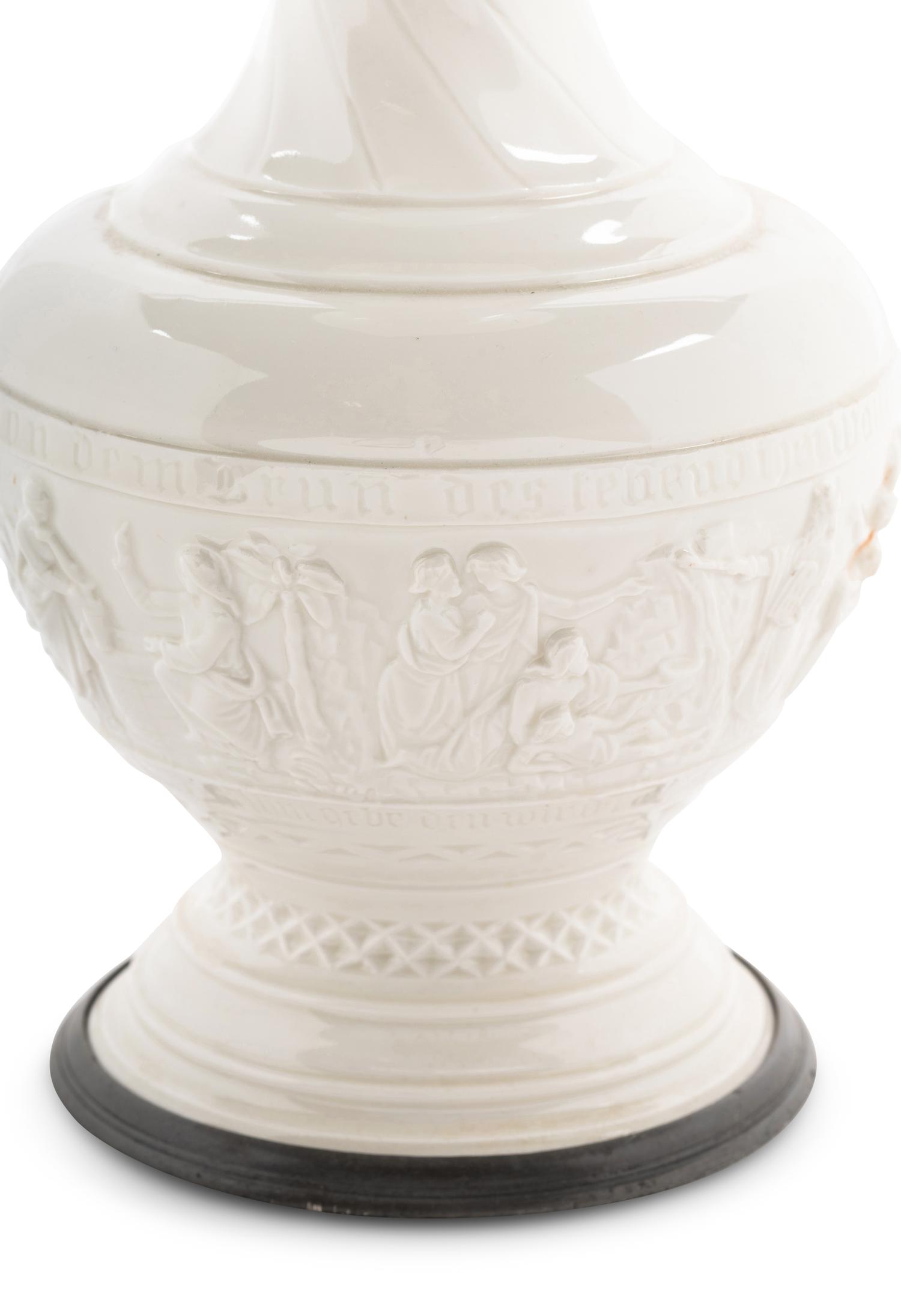 A Nymphenburg Pewter-Mounted Porcelain Ewer