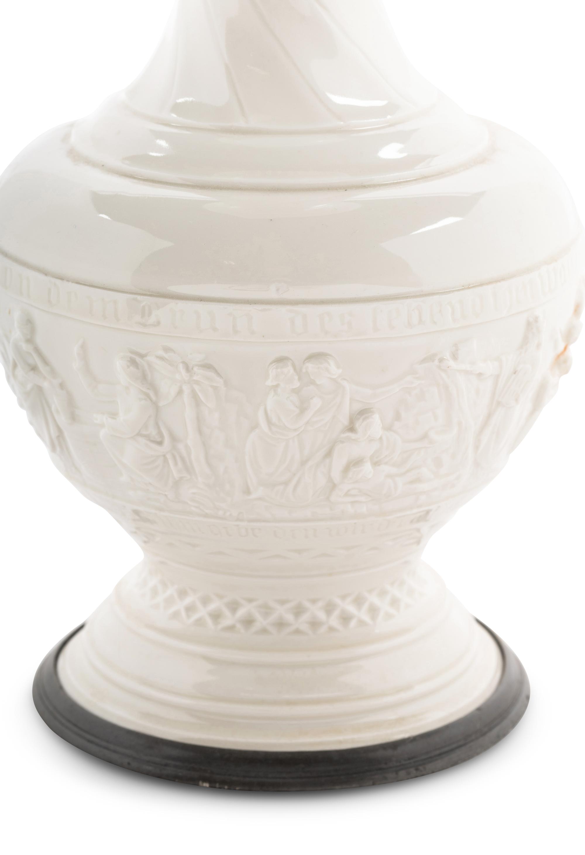 A Nymphenburg Pewter-Mounted Porcelain Ewer