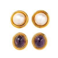 COLLECTION OF YELLOW GOLD EARCLIPS