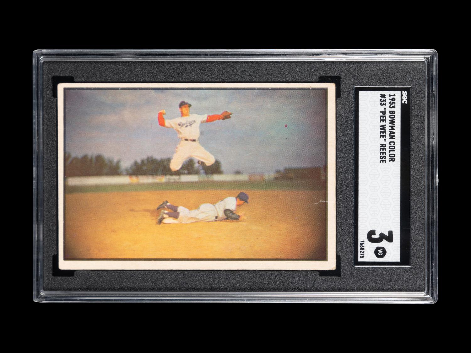 A 1953 Bowman Color Pee Wee Reese Baseball Card No. 33 (SGC 3 VG)
