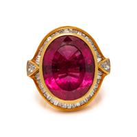 H. STERN, RUBELLITE TOURMALINE AND DIAMOND RING