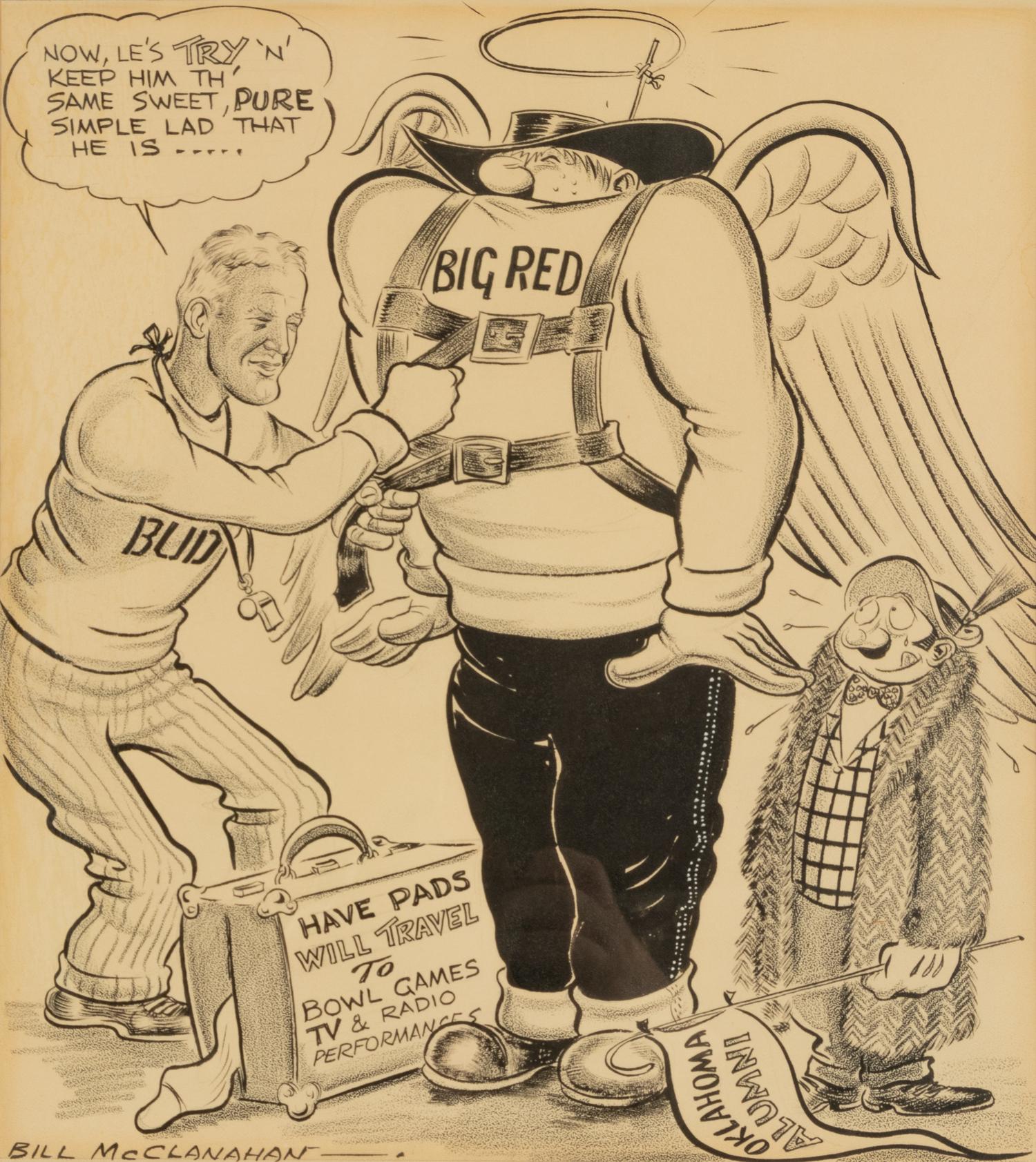 A Bill McClanahan Original Dallas Morning News Cartoon from The Collection of Hall of Fame Oklahoma Football Coach Bud Wilkinson