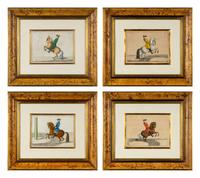 A Set of Four French Hand-Colored Engravings