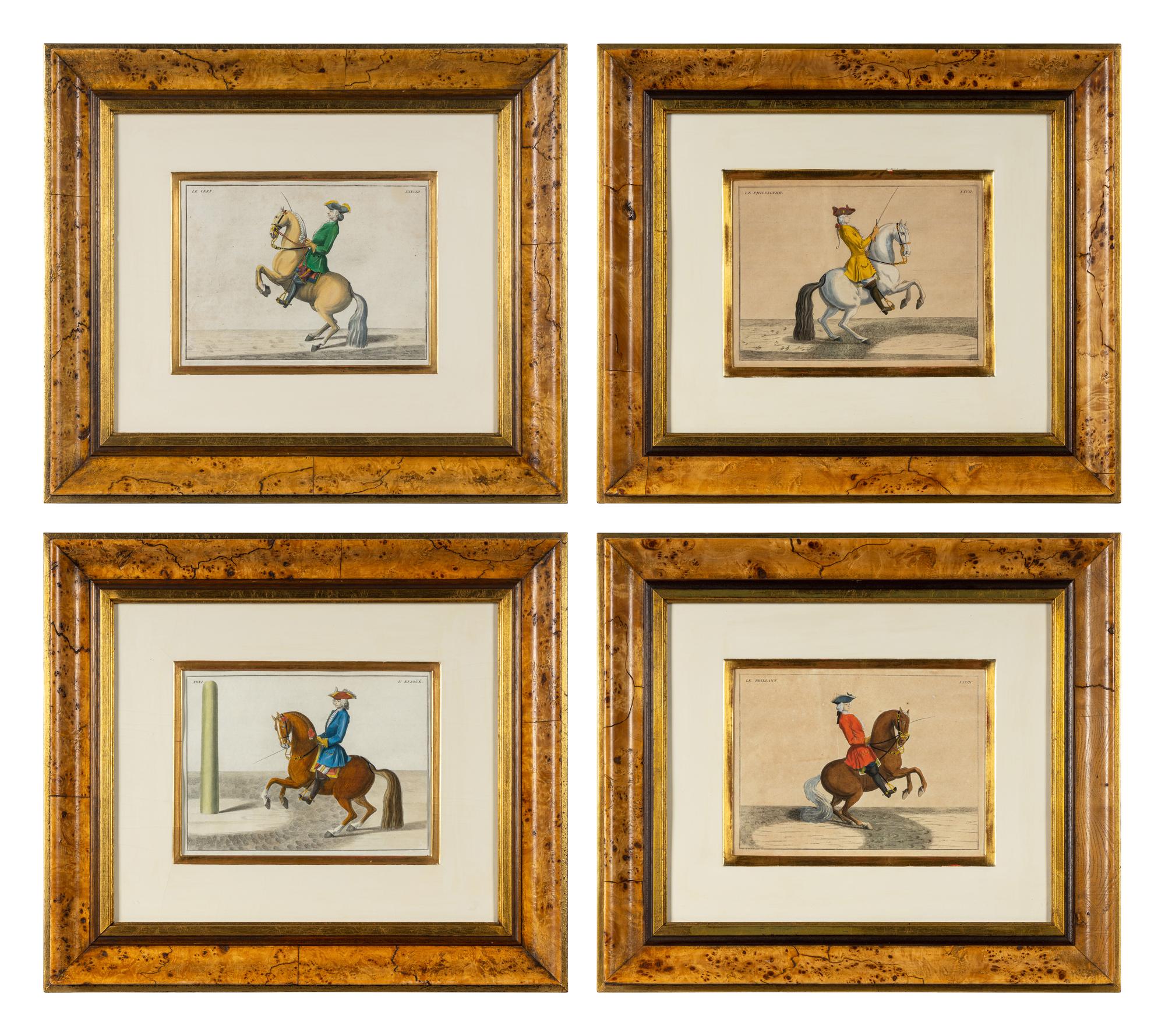 A Set of Four French Hand-Colored Engravings