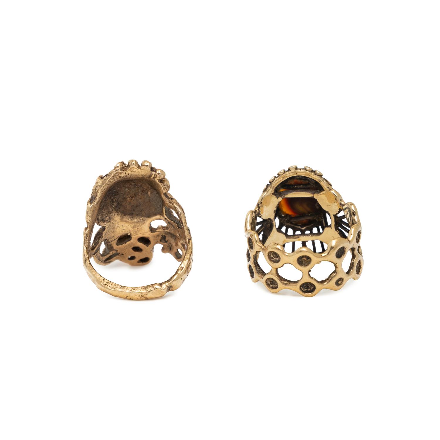 TWO YELLOW GOLD AND OPAL RINGS