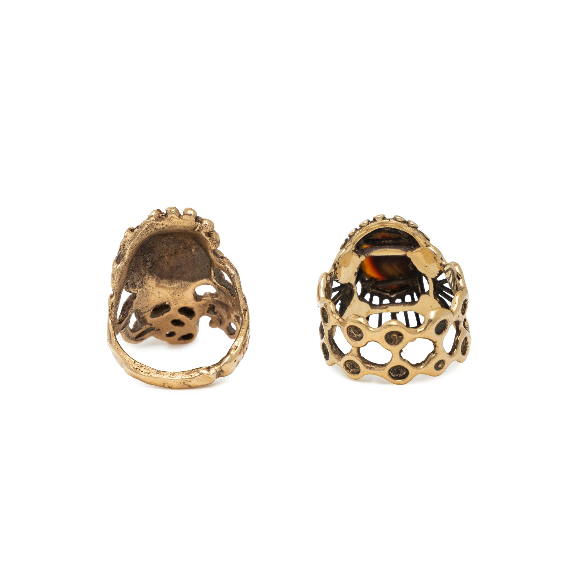 TWO YELLOW GOLD AND OPAL RINGS