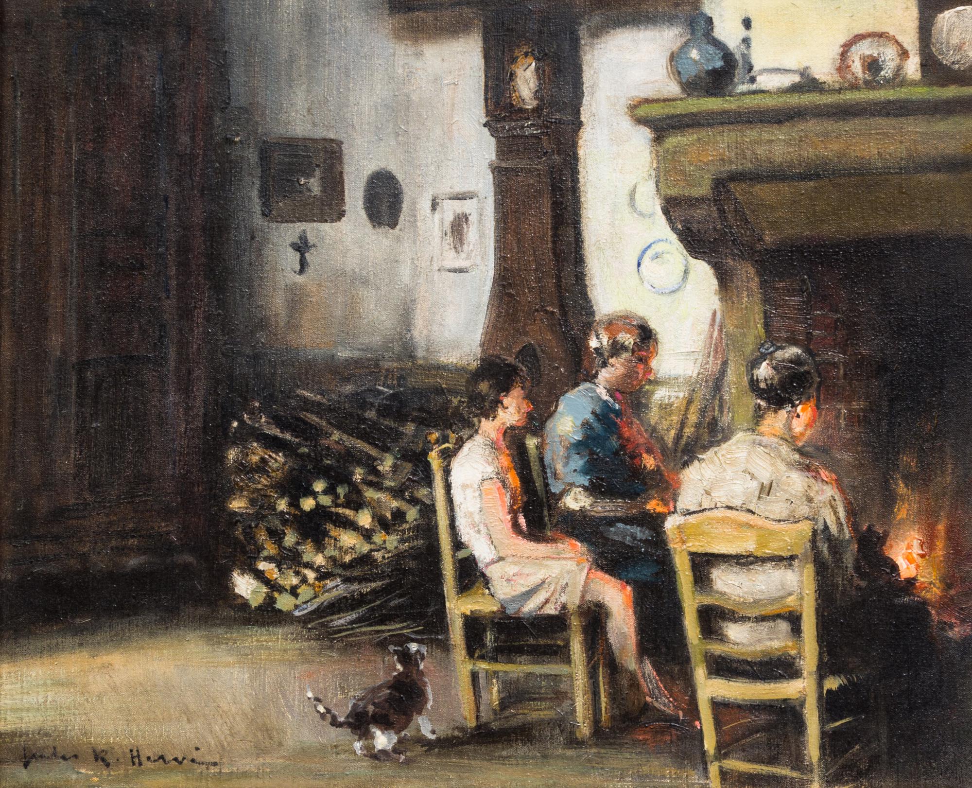 Jules Rene Herve, (French, 1887-1981), Around the Hearth