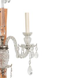 A Pair of Georgian Style Cut Glass Two-Light Sconces