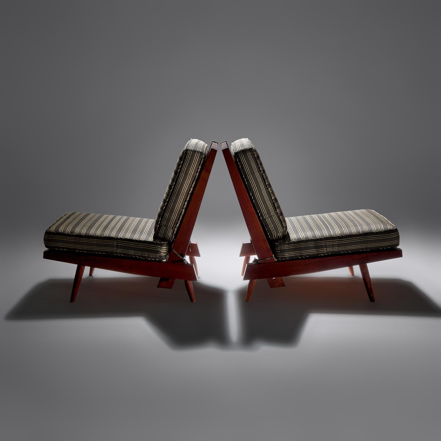 Cushion chairs, pair