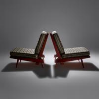 Cushion chairs, pair