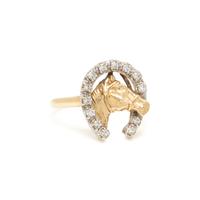 BICOLOR GOLD AND DIAMOND HORSE RING