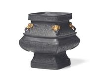 A Wedgwood Parcel Gilt Black Basalt Vase