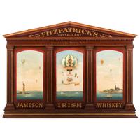 A Jameson Irish Whiskey Fitzpatrick’s Restaurant Hot-Air Balloon Painted Wood Bar Back Panel