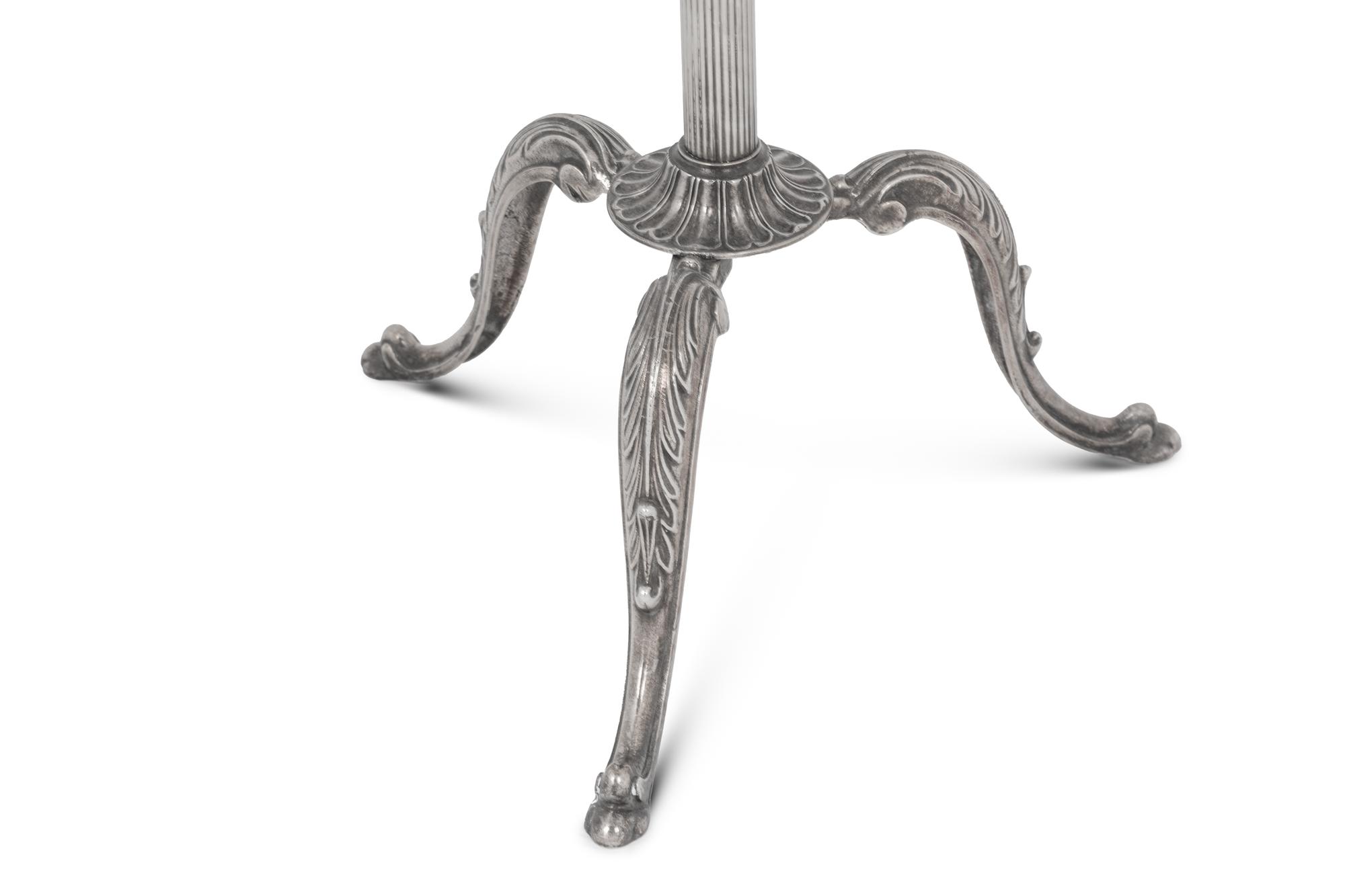 A Silvered Metal Candle Stand