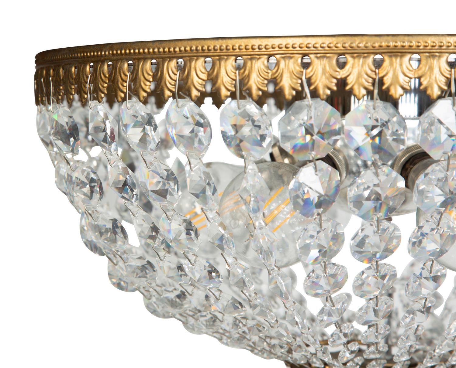 A Gilt Metal and Beaded Cut Glass Plafonnier