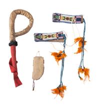 Sioux Beaded Hide Knife Sheath, Armbands, and Rattle