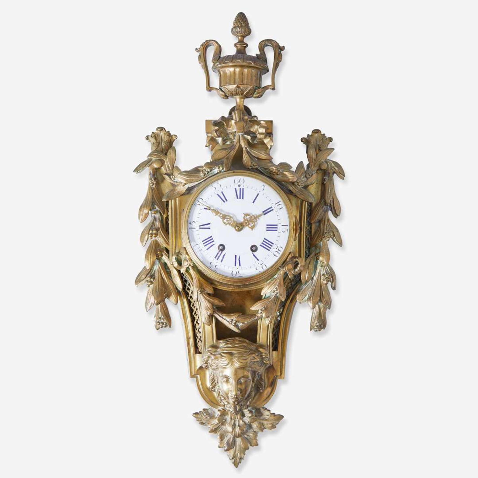 A Louis XVI style gilt bronze cartel clock late 19th century