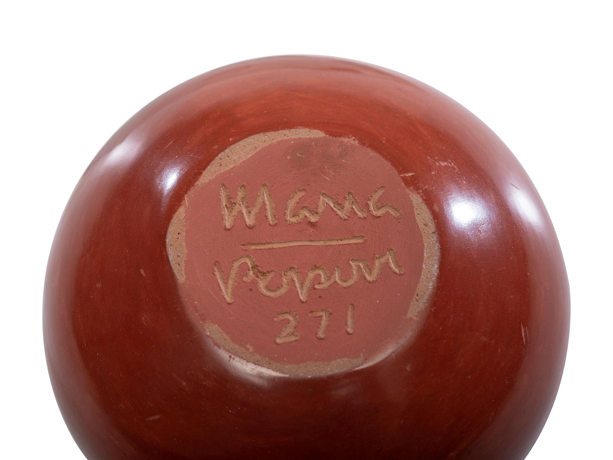 Redware Pottery Jar, Repeating Feather Design February 1971
