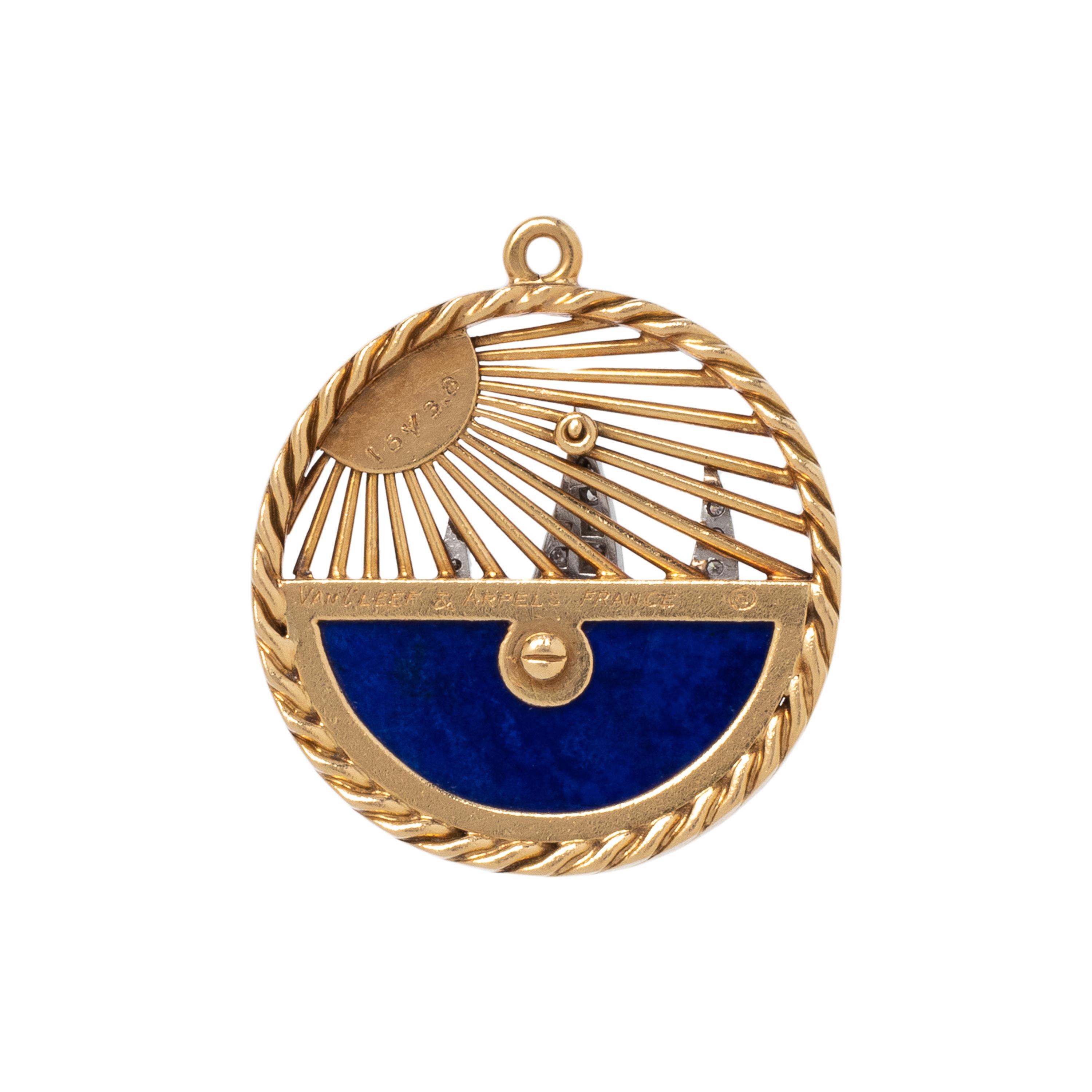 VAN CLEEF & ARPELS, FRENCH, DIAMOND AND LAPIS LAZULI SAILBOAT CHARM