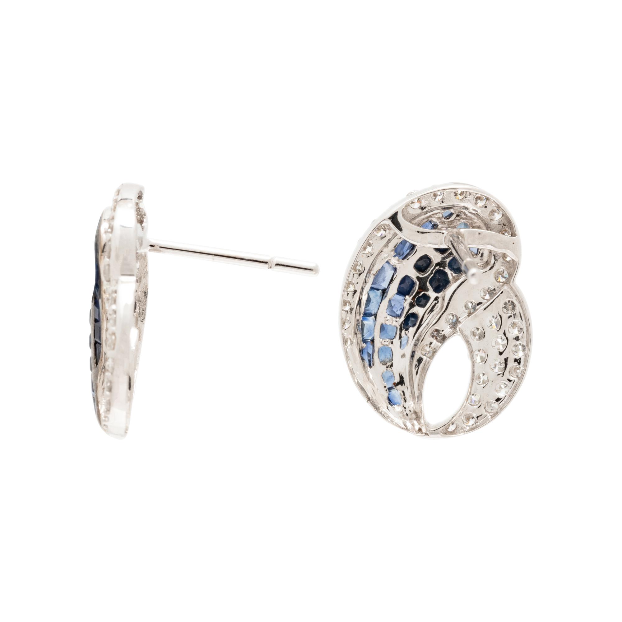 WHITE GOLD, SAPPHIRE AND DIAMOND EARRINGS