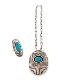 Award Winning Sterling Silver and Turquoise Pin / Pendant AND Matching Ring