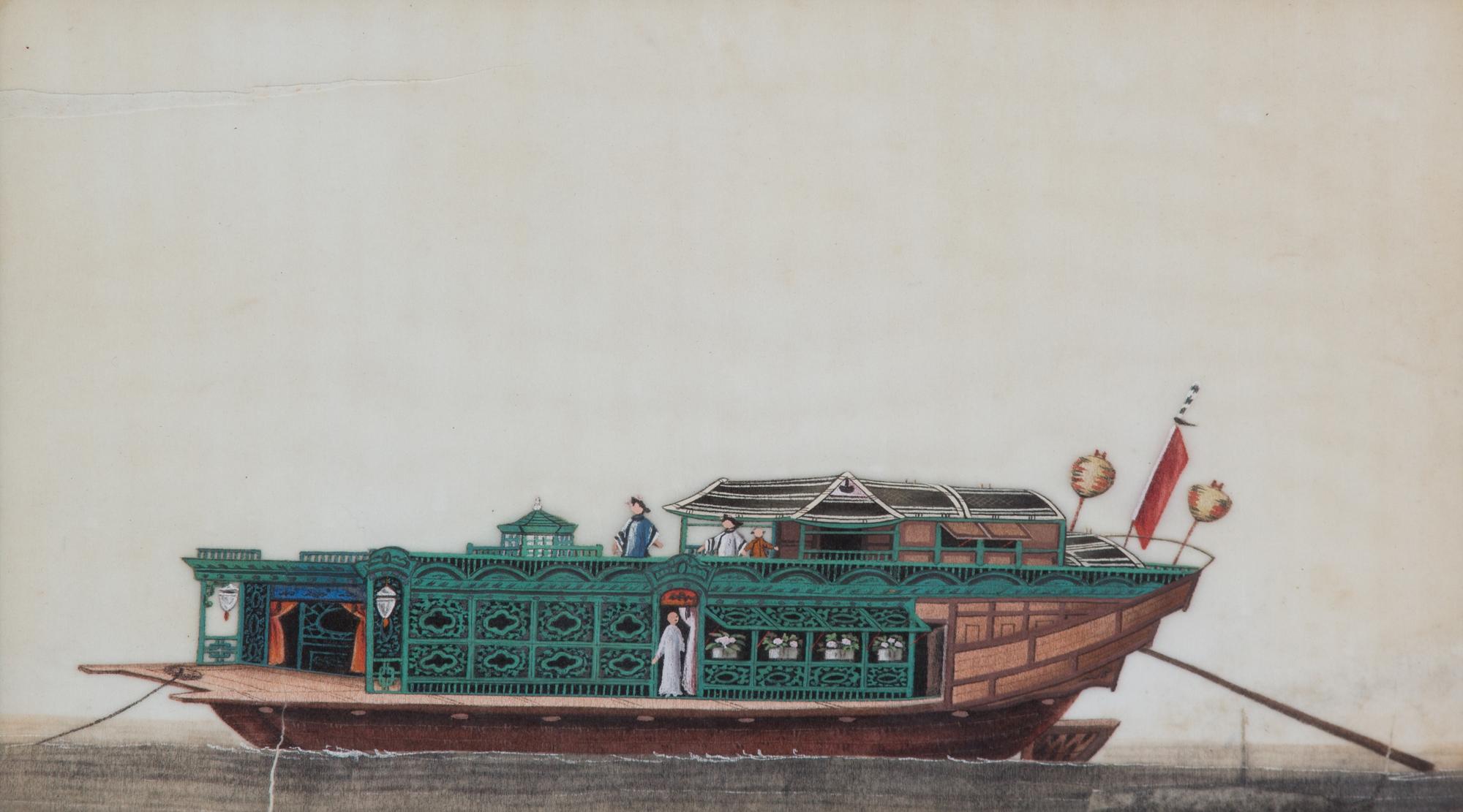 Chinese School, (19th Century), Three Works Depicting Junks and Barges